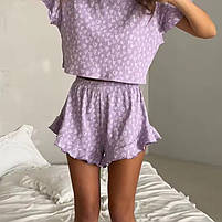 Жіноча піжама Lesko SM24302Y88DHX Purple XL футболка та шорти 5 шт., фото 3