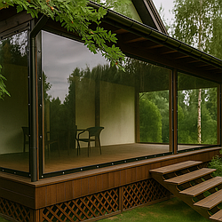 М'яке ПВХ вікно для альтанки 1,5х6 м, м'яке ПВХ вікно на терасу, гнучке ПВХ вікно для альтанки -UKMarket-