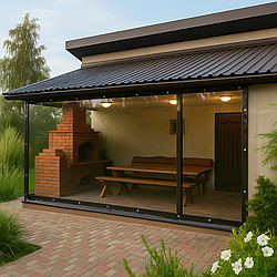 М'яке ПВХ вікно для альтанки 1,5х3 м, м'яке ПВХ вікно на терасу, гнучке ПВХ вікно для альтанки -UKMarket-