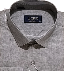 Класична однотонна чоловіча сорочка Lucciano vd-0006 бежева з довгим рукавом, ошатна, стильна, фото 3