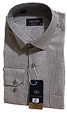 Класична однотонна чоловіча сорочка Lucciano vd-0006 бежева з довгим рукавом, ошатна, стильна, фото 4