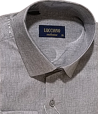 Класична однотонна чоловіча сорочка Lucciano vd-0006 бежева з довгим рукавом, ошатна, стильна, фото 5