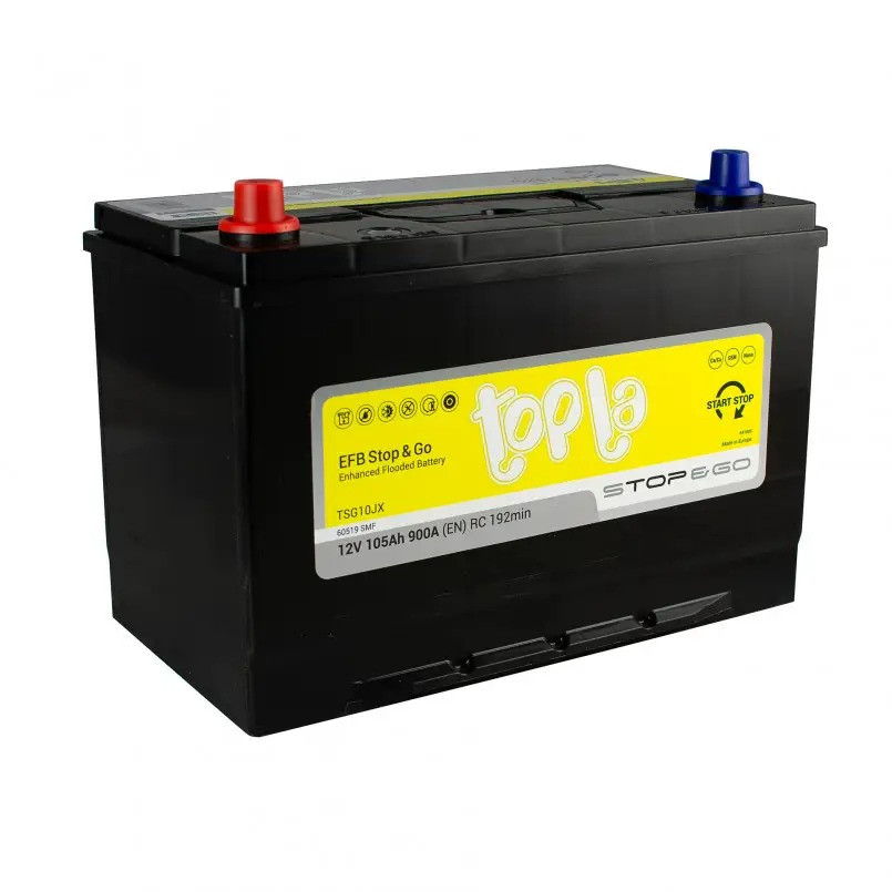 Автомобільний акумулятор Topla Stop & Go EFB JIS Euro 12В 105Ач 900А(EN) L+ 112 105S Акція!!!, фото 1
