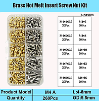 Термогайки+Гвинти DIN7985 М4мм Набір 260 шт Для 3D Друку та Моделювання Spec (SP-1694A260)