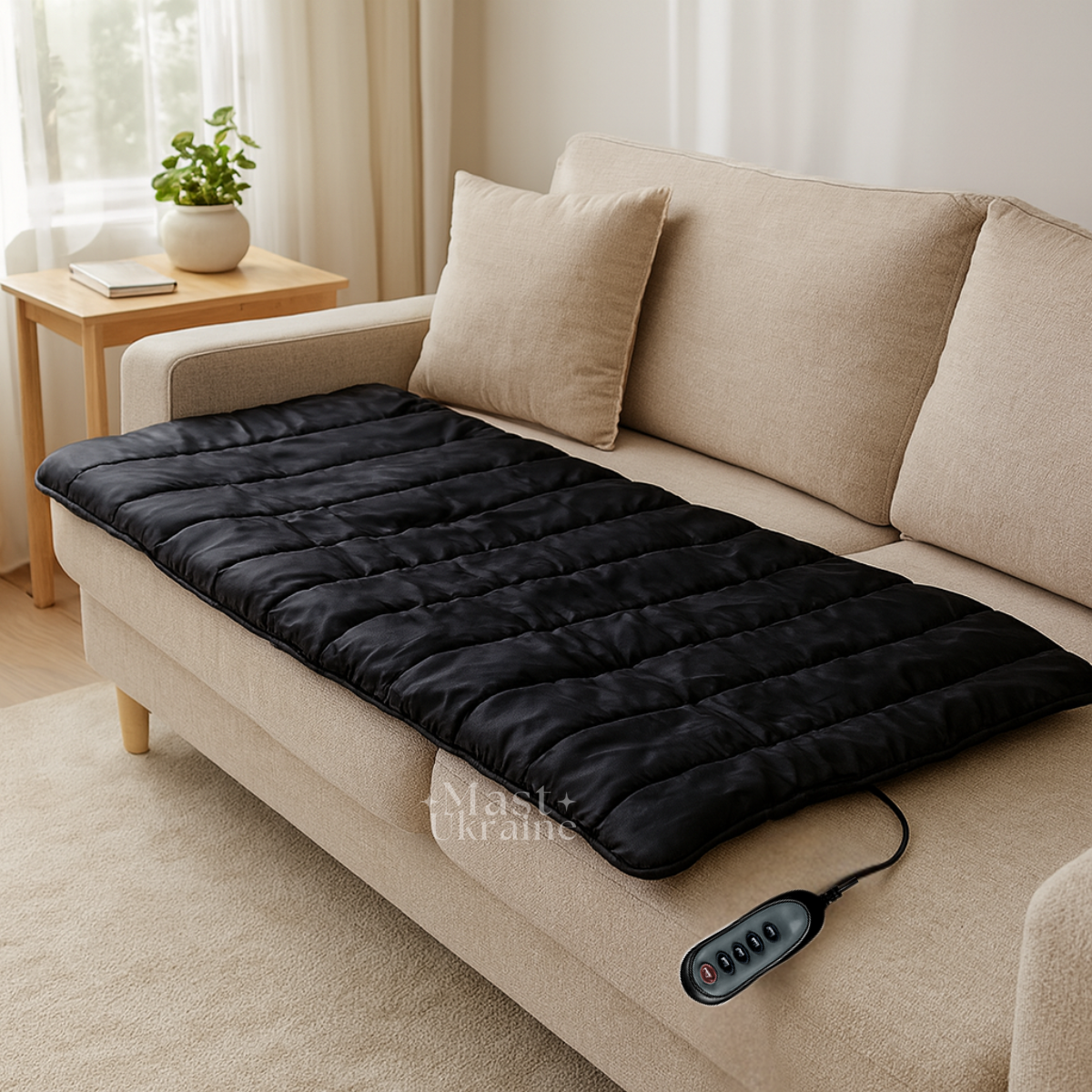 Масажний матрац з підігрівом складаний вібраційний 150×55 см для шиї, спини, попереку та ніг Чорний, MM-1000, фото 1