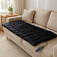 Масажний матрац з підігрівом складаний вібраційний 150×55 см для шиї, спини, попереку та ніг Чорний, MM-1000