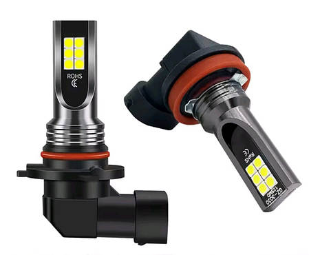 2 Світлодіодні автолампи LED H11/Н8 1200LM 12SMD 12 V 6000 К, фото 1