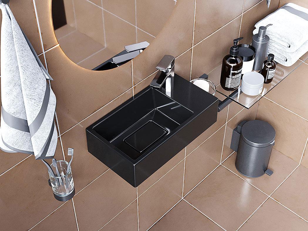 Раковина, Умивальник підвісний Luxor Aldo R Black, фото 1