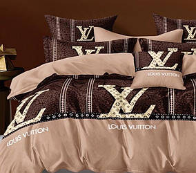 Евро розмір постільна білизна бязь «Луїс Вітон» коричневого кольору