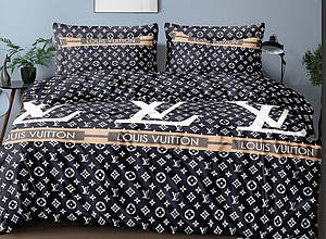 Полуторний розмір постільна білизна бязь «Луї Вітон» чорного кольору