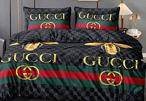 Полуторний розмір постільна білизна бязь «Гуччі» сірого кольору