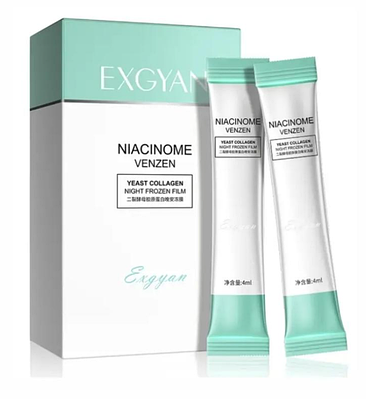 Антивікова Нічна Маска для зволоження шкіри обличчя у стіках EXGYAN з Колагеном та екстрактом Дріжджів, 20*4мл