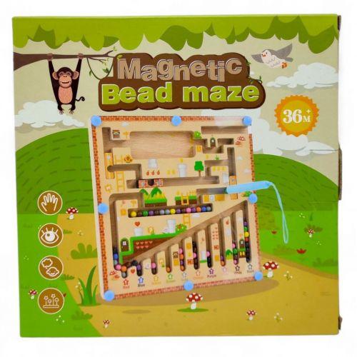 Дерев`яна магнітна дошка (стилус, лабіринт, сортер, кольори англійською, цифри), фото 1