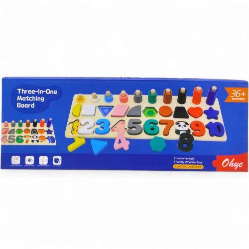 Логічна дошка дерев'яна (кілочки, цифри, кільця, форми, сортер), фото 1