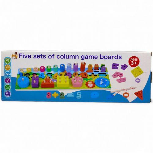 Логічна дошка дерев'яна (магнітна риболовля, шестерні,  кілочки, цифри, кільця, форми, сортер), фото 1