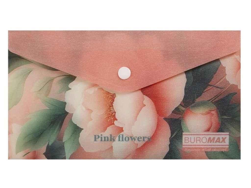 Папка на кнопці DL ARABESKI пластик рожевий ТМ BUROMAX, фото 1