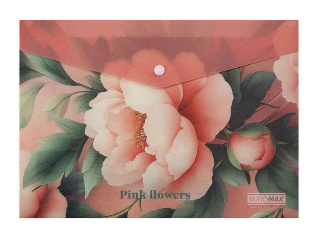 Папка на кнопці ARABESKI А4 пластик рожевий ТМ BUROMAX, фото 1