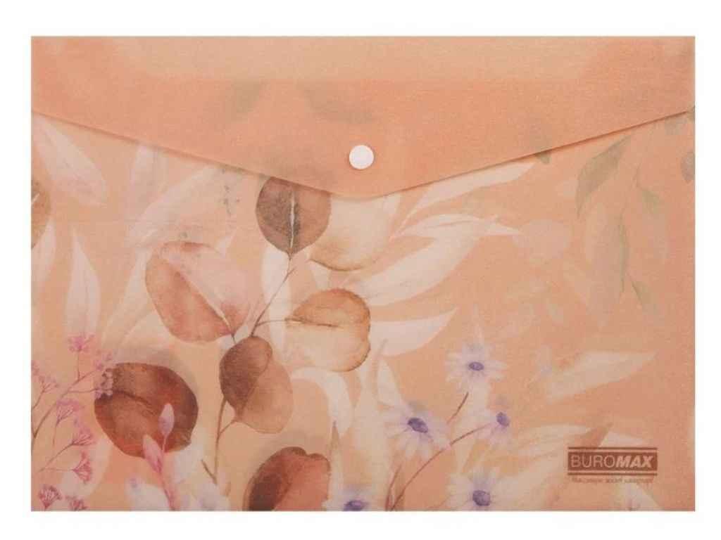 Папка на кнопці ARABESKI А4 пластик персиковий ТМ BUROMAX, фото 1