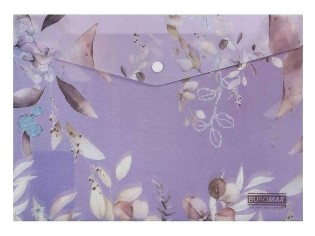 Папка на кнопці ARABESKI А4 пластик сливовий ТМ BUROMAX, фото 1