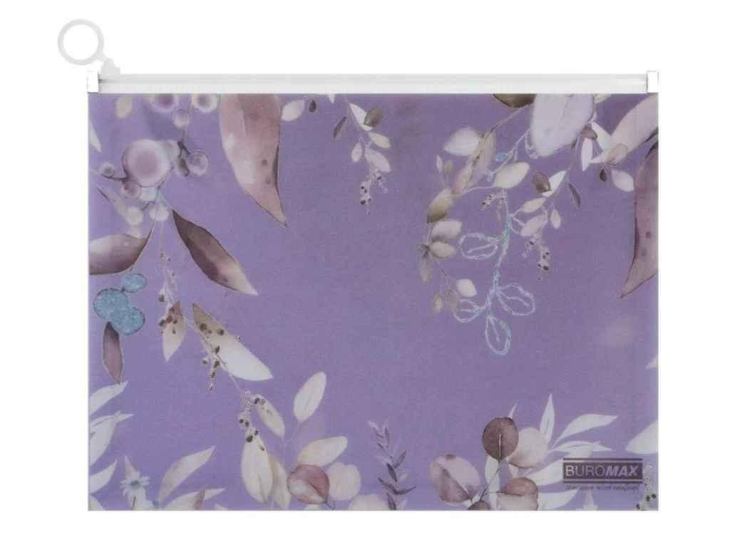 Папка-конверт на zip-блискавці А4 пластик ARABESKI сливовий ТМ BUROMAX, фото 1