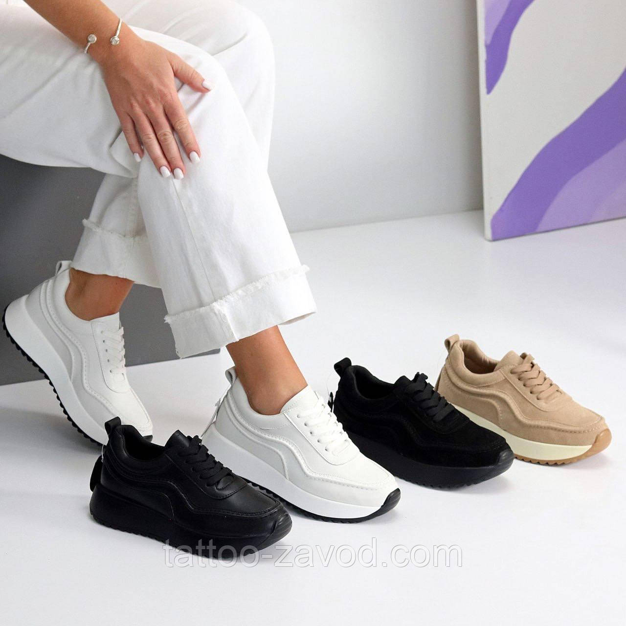 Кросівки жіночі на потовщеній підошві шкіряні 36 37 38 39 40 41, фото 1