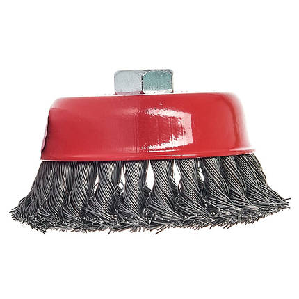 Щітка чашка Vitals плетена сталь 100 мм М14, 0,5 мм для болгарки, фото 1