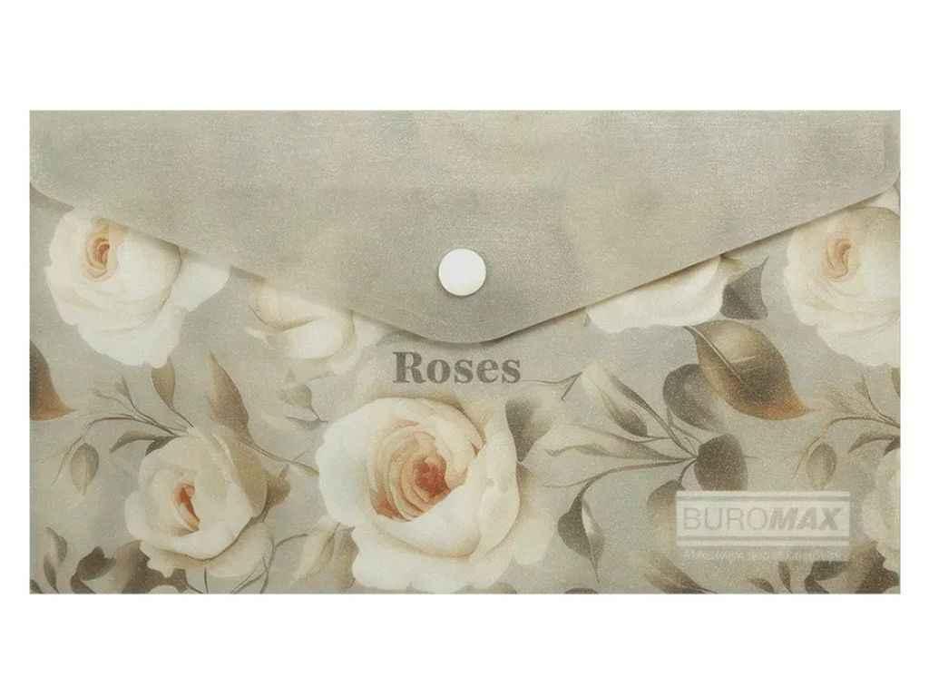 Папка на кнопці DL ARABESKI пластик світло-сірий ТМ BUROMAX, фото 1