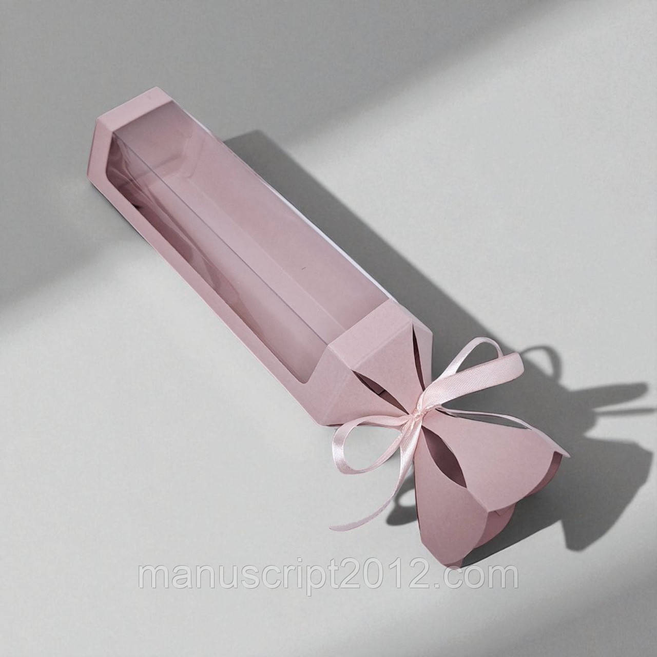 Коробка подарункова з вікном "Цукерка" (60х60х200мм.) рожева