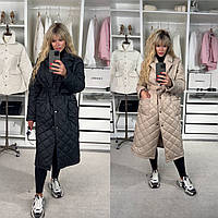 Жіноче стьобане пальто екопух 42/46 48/52 чорний бежевий