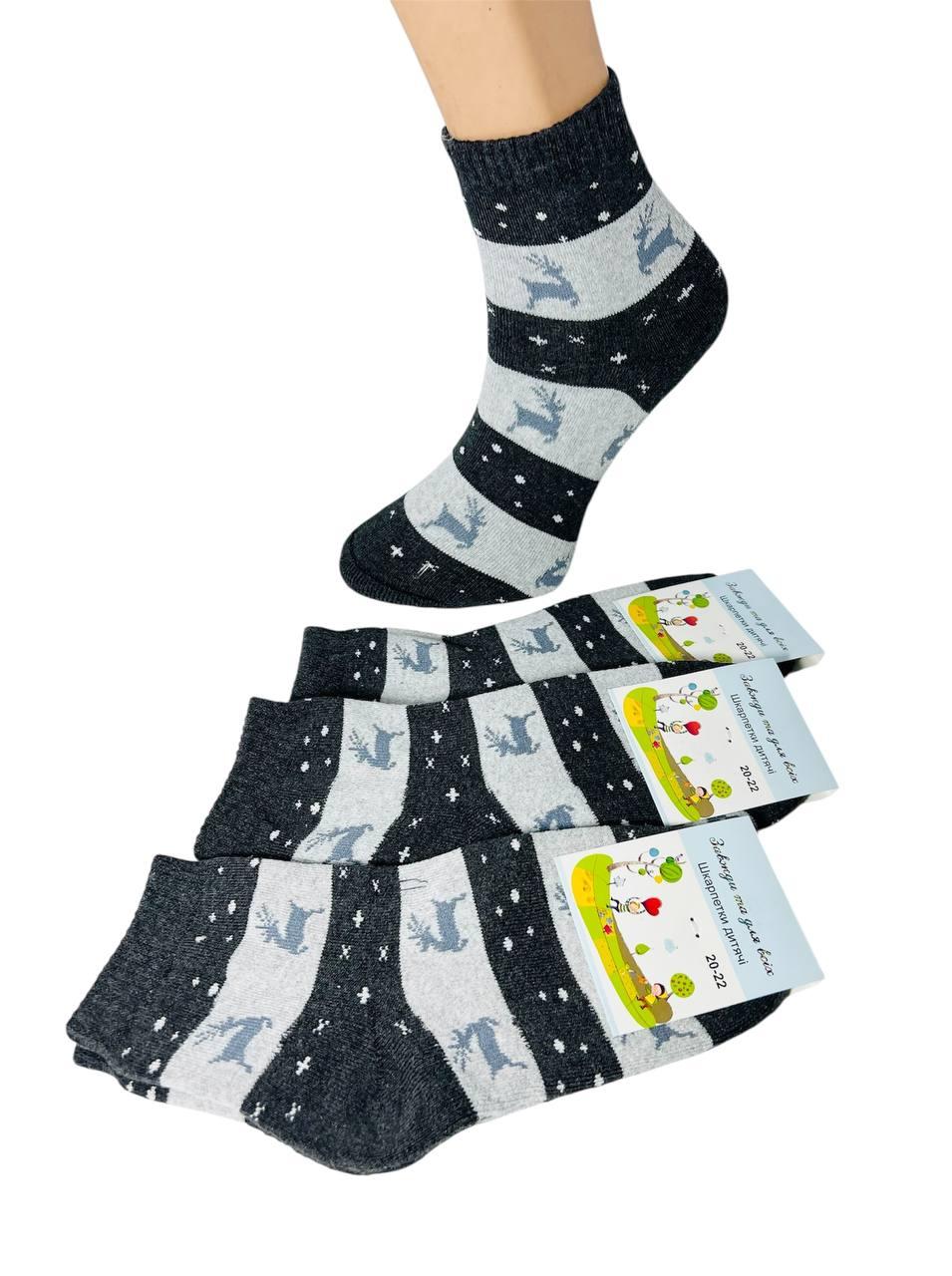 Шкарпетки дитячі-підліткові 12 пар зимові махрові розмір 20-22 (30-34) котики