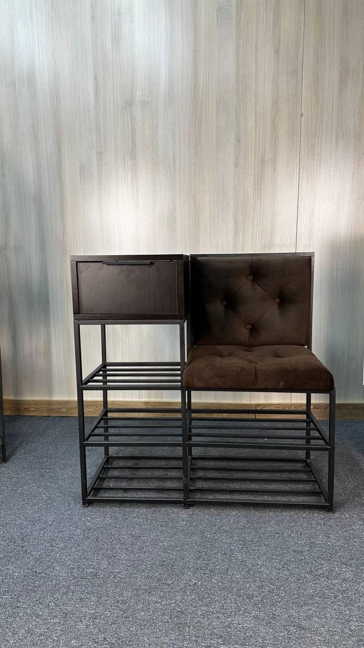 Банкетка для взуття зі спинкою та з шухлядою колір під замовлення, фото 1