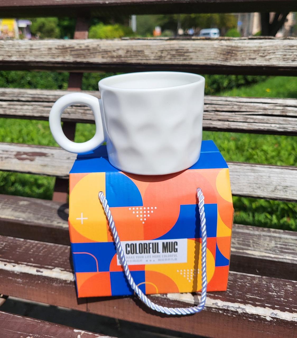 Білий керамічний кухоль 400 мл у подарунковому пакуванні стиль та комфорт у кожній деталі, фото 1