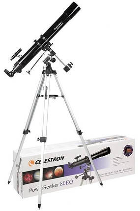 Телескоп Celestron PowerSeeker 80 EQ | Довгофокусний рефрактор-ахромат початкового рівня на екваторіальному монтуванні, фото 1