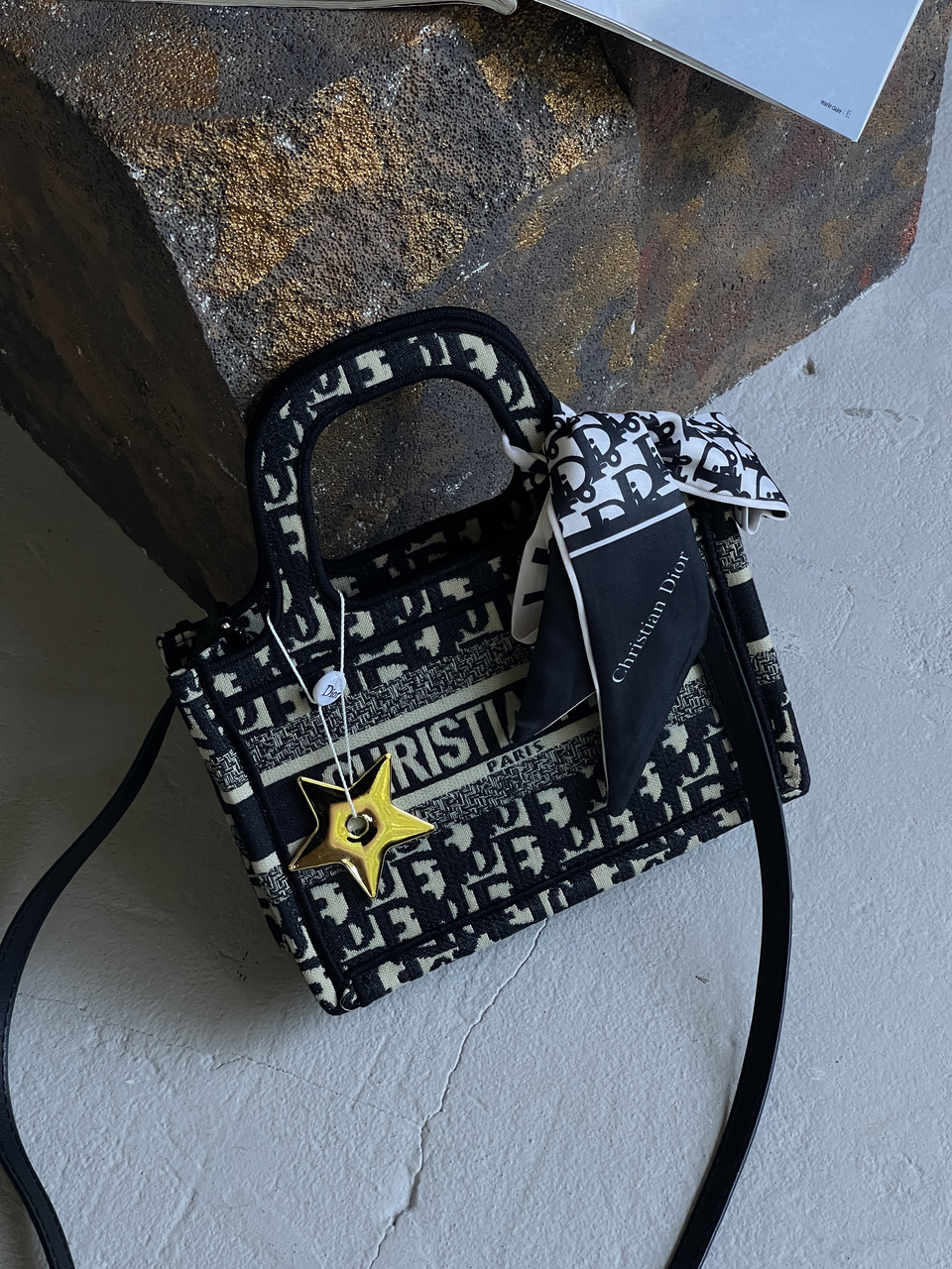 Сумка Dior шопер тканий Small size чорний Є, фото 1