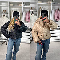 Жіноча стьобана куртка 42/46 48/52 чорний бежевий