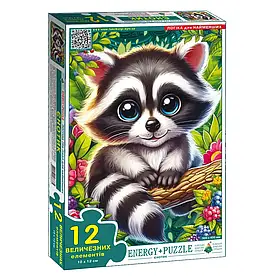 Гра-пазл на 12 елементів "Єнотик", КФІ, розмір одного пазла 12-10см.