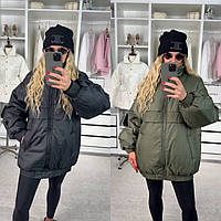 Жіноча тепла куртка 42/46 48/52 чорний хакі