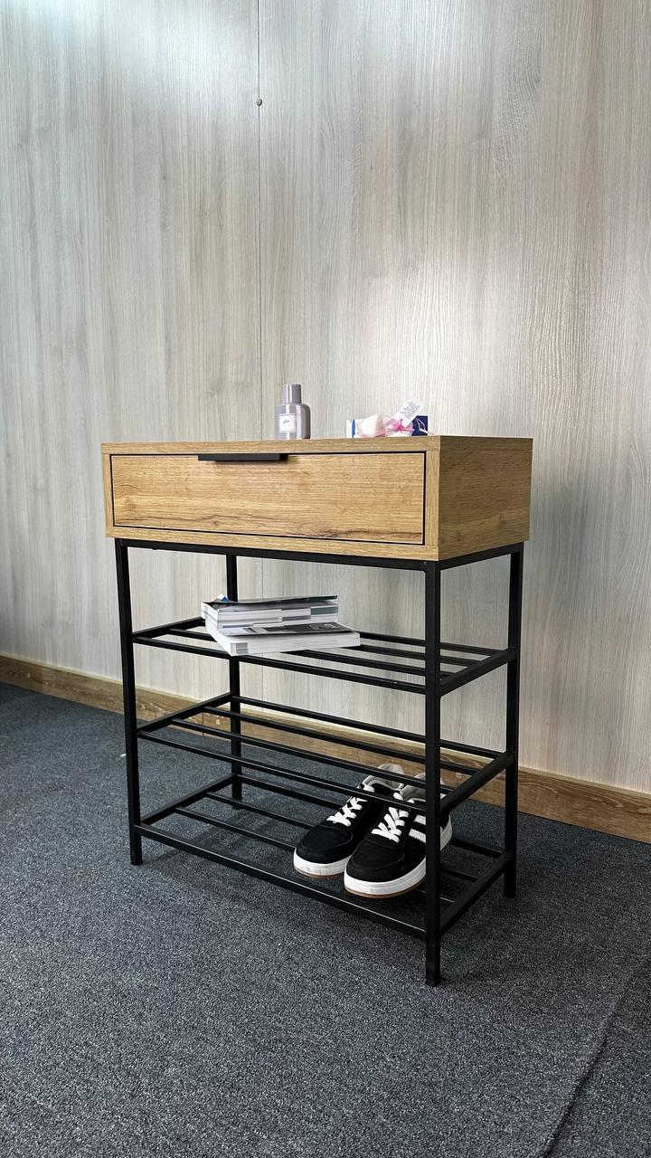 Полиця для взуття 3 полиці та шухляда колір дуб тахо - тумба в передпокій колір під замовлення, фото 1