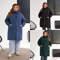 Жіноча осіння куртка 52-54,56-58 60-62,64-66 68-70 чорний, пляшка, джинс