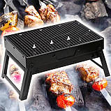 🖤Складаний мангал-гриль з гратами 30x43 см похідний для пікніка барбекю BBQ CA-04B Чорний, фото 5