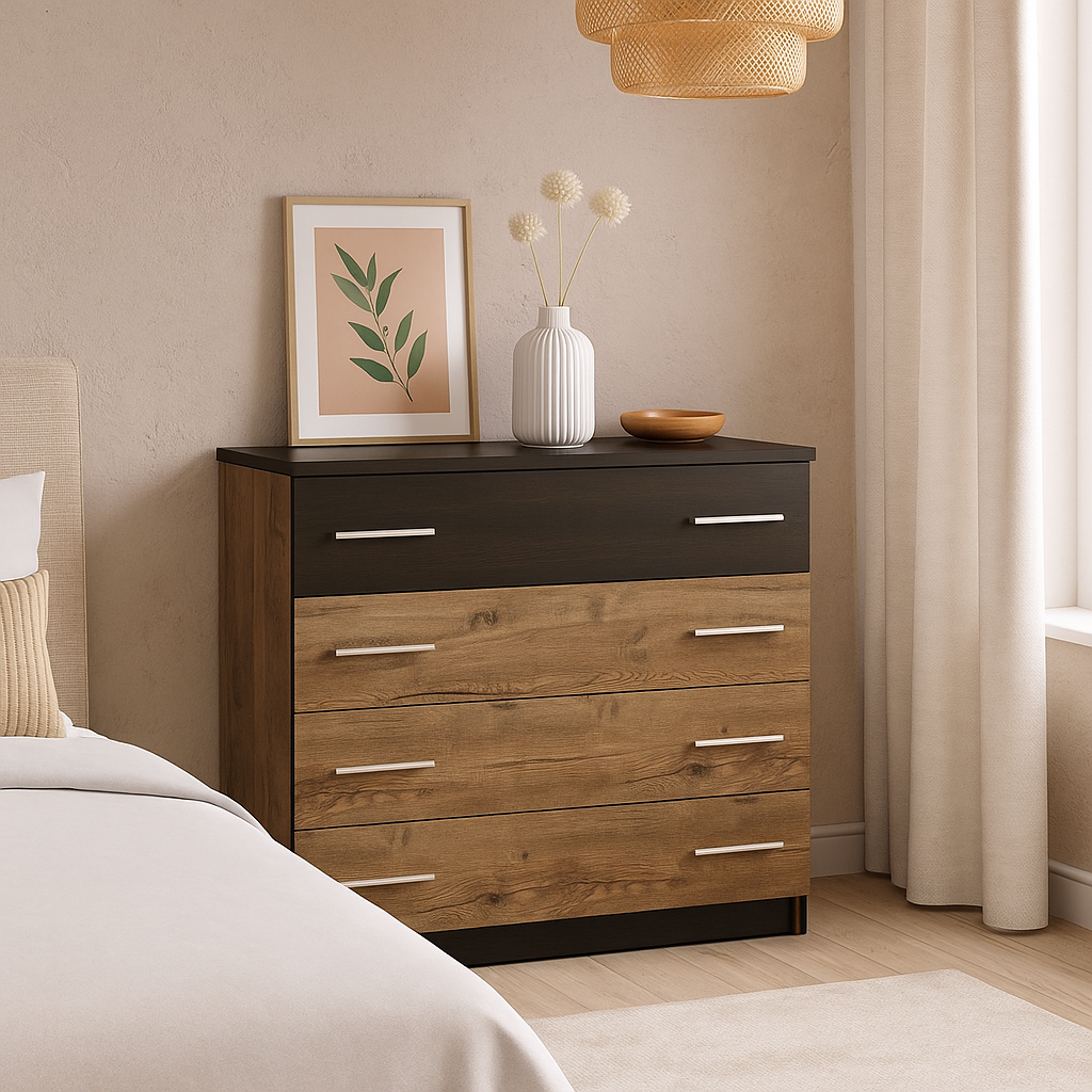 Сучасний стильний комод на 4 шухляди 1 метр для білизни та речей у спальню дуб апріл ЛДСП Вероніка Мебель Сервіс
