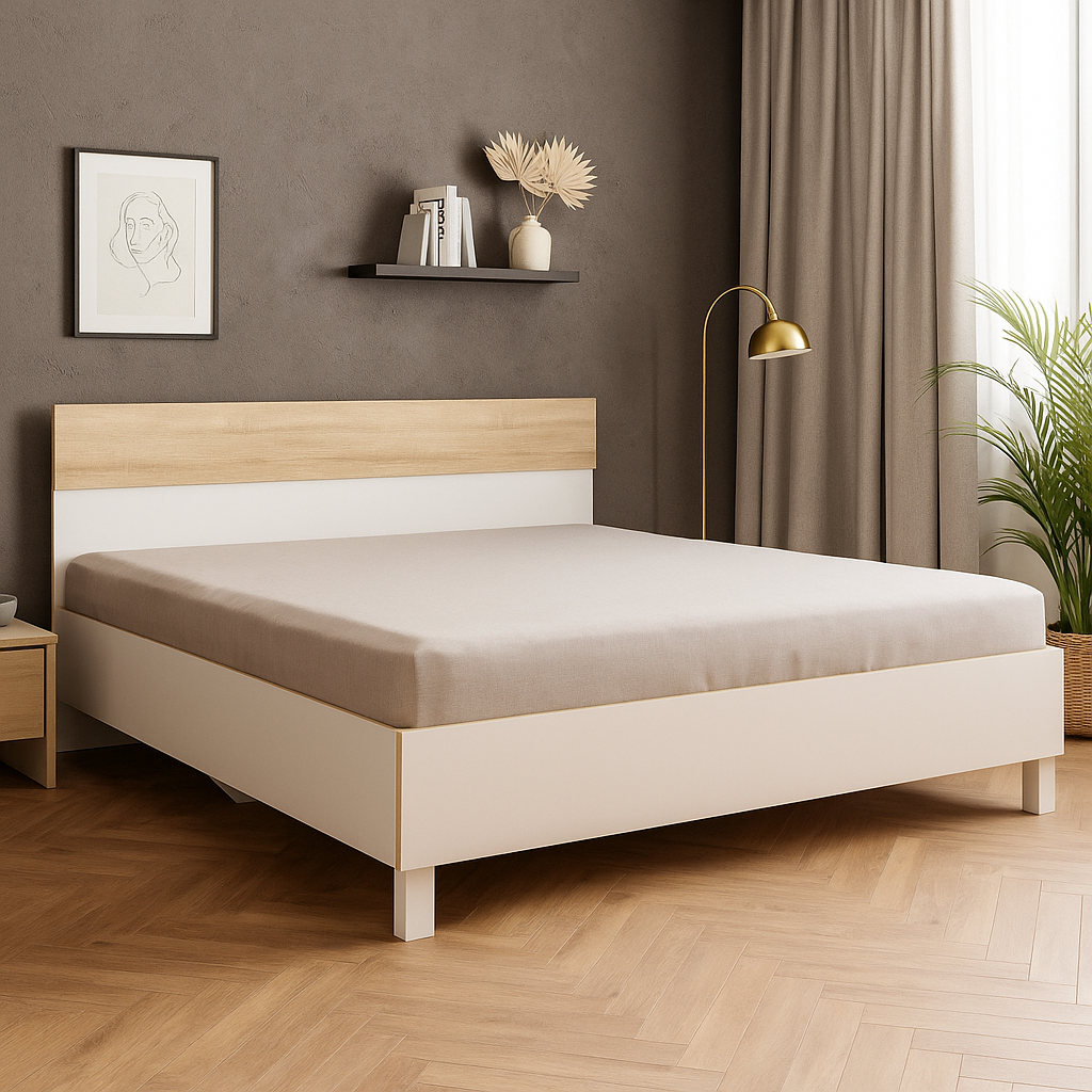 Сучасне біле двоспальне ліжко 160х200 у скандинавському стилі на ніжках у спальню Глорія Мебель Сервіс