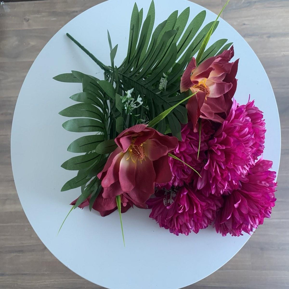 Букет композиція з штучних хризантем і магнолій | В-60 см |9 гілок| виробник-Польща/ 5 букетів, фото 1