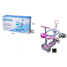 Самокат 5 в 1 Scale Sports Smart Full Рожевий з Бортиком підсвіткою і музикою бат.ручка