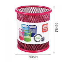 Підставка для ручок Deli 9153 мікс кольорів, кругла, сітка метал, діаметр 91*98 мм, Настільна підставка, фото 5