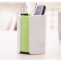 Підставка для ручок Deli 9141 білий Склянка пластик кольорова смуга, Настільна підставка, фото 4