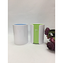 Підставка для ручок Deli 9141 білий Склянка пластик кольорова смуга, Настільна підставка, фото 5