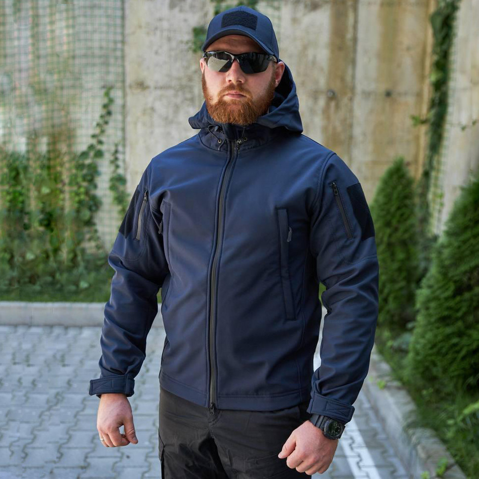 🔥 Куртка ДСНС Soft Shell "Klos" (Синя) (непромокальна, тактична, нгу, зсу, мультикам), фото 1