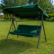 Гойдалка садова на 3 особи з подушками і козирком Leobro зелена