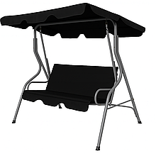 Гойдалка садова на 3 особи з тентом і подушками Leobro Relax до 200 кг чорна